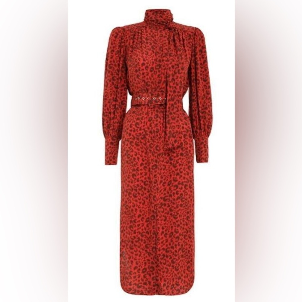 Zimmermann Red Animal Print Long Sleeve Dress